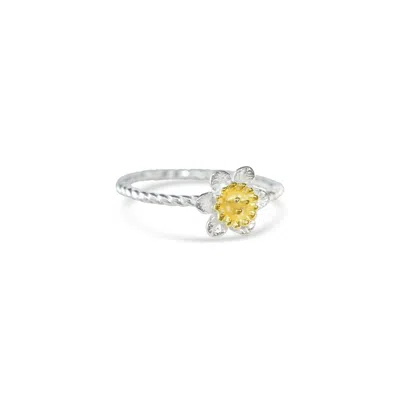 ISLA SILVER WOMEN'S GOLD / SILVER DAINTY DAFFODIL BLOOM RING