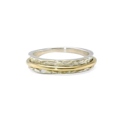 ISLA SILVER WOMEN'S GOLD / SILVER DAINTY SILVER & BRASS SPINNER RING