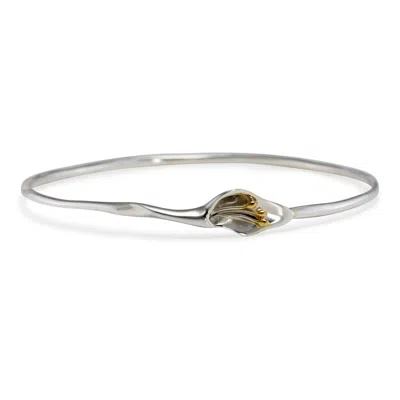 ISLA SILVER WOMEN'S GOLD / SILVER ELEGANT STERLING SILVER LILY BANGLE