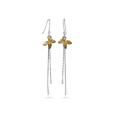 ISLA SILVER WOMEN'S GOLD / SILVER FLORAL MIXED METAL DROP EARRINGS