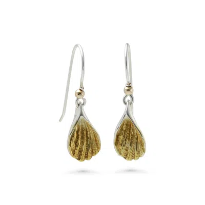 ISLA SILVER WOMEN'S GOLD / SILVER GOLD AND SILVER SHELL DROP EARRINGS