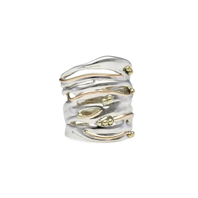 ISLA SILVER WOMEN'S GOLD / SILVER LARGE STERLING SILVER & GOLD STATEMENT RING