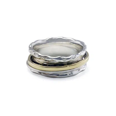 ISLA SILVER WOMEN'S GOLD / SILVER ORGANIC BRASS & STERLING SILVER SPINNER RING