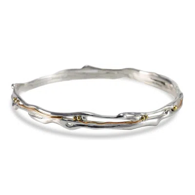 ISLA SILVER WOMEN'S GOLD / SILVER ORGANIC SILVER BANGLE WITH GOLD DETAILS
