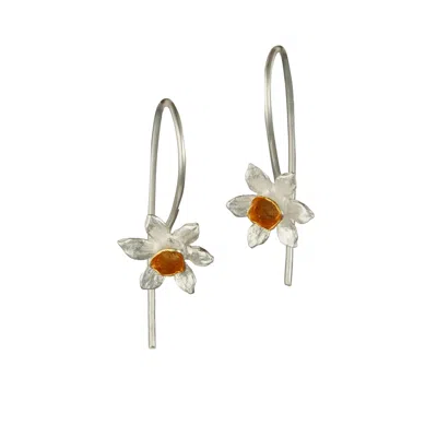 ISLA SILVER WOMEN'S GOLD / SILVER SILVER DAFFODIL HOOK EARRINGS