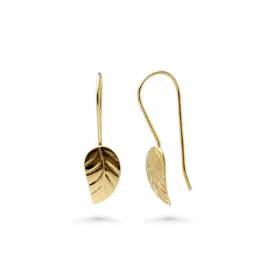 ISLA SILVER WOMEN'S GOLD VERMEIL LEAF DROP EARRINGS