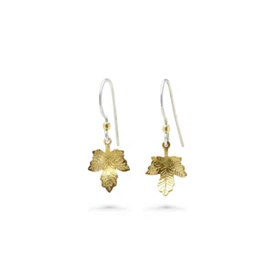 ISLA SILVER WOMEN'S GOLD VERMEIL MAPLE LEAF DROP EARRINGS