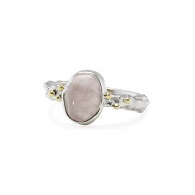 ISLA SILVER WOMEN'S SILVER / PINK BELSTONE STERLING SILVER ROSE QUARTZ RING