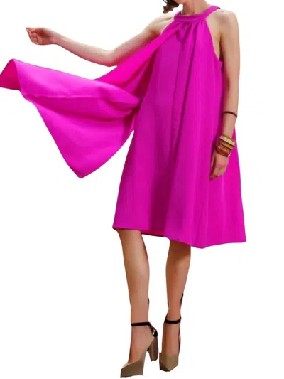 ISLE BY MELIS KOZAN HALTER FLUTTER BODY DRESS IN PINK PUNCH