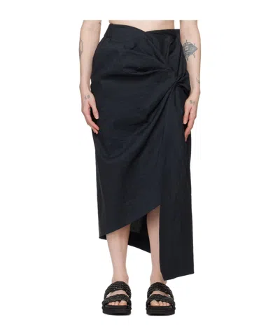 ISSEY MIYAKE ASYMMETRICAL TWISTED PLEATED SKIRT