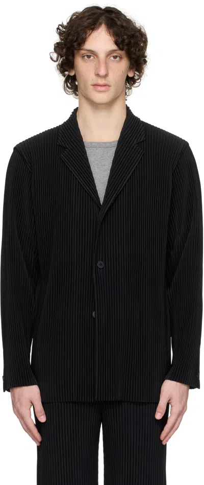 ISSEY MIYAKE BLACK TAILORED PLEATS 2 BLAZER