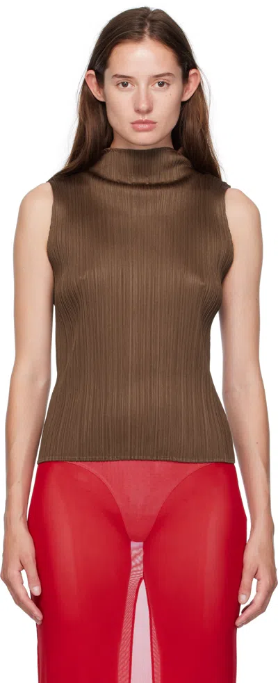 ISSEY MIYAKE BROWN NEW COLORFUL BASICS 4 TOP