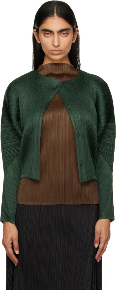 ISSEY MIYAKE GREEN MONTHLY COLORS OCTOBER CARDIGAN