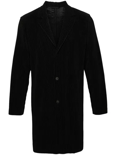 ISSEY MIYAKE NOTCHED-LAPELS PLISSÉ COAT