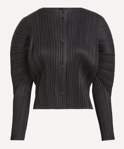 ISSEY MIYAKE PLEATS PLEASE ISSEY MIYAKE WOMEN'S MONTHLY COLOURS: OCTOBER BLACK PLEATED CARDIGAN