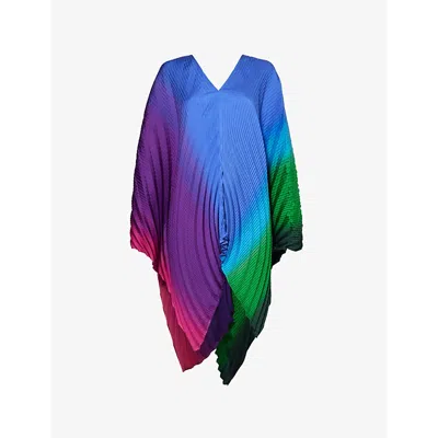 ISSEY MIYAKE WOMENS AFTERNOON NUANCE PLEATS MULTICOLOUR RELAXED-FIT KNITTED CAPE