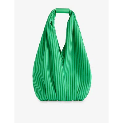 ISSEY MIYAKE WOMENS WINTER GREEN LINEAR LARGE KNITTED TOTE BAG