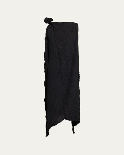 ISSEY MIYAKE WRINKLED AND TWISTED DRESS, BLACK
