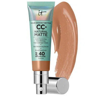 IT COSMETICS CC+ CREAM NATURAL MATTE FOUNDATION WITH SPF 40 TAN RICH 1.08 OZ / 32 ML