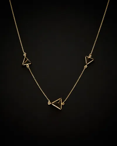 ITALIAN GOLD 14K ITALIAN GOLD 3D TRIANGLE STATION ADJUSTABLE NECKLACE