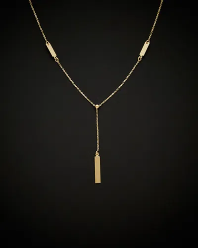 ITALIAN GOLD 14K ITALIAN GOLD BAR DROP ADJUSTABLE NECKLACE