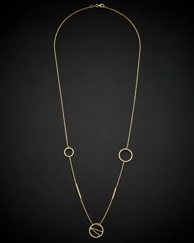 ITALIAN GOLD 14K ITALIAN GOLD BARS & MULTI-CIRCLES STATION NECKLACE