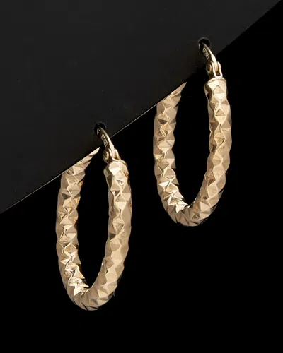 ITALIAN GOLD 14K ITALIAN GOLD BOLD HAMMERED OVAL HOOPS