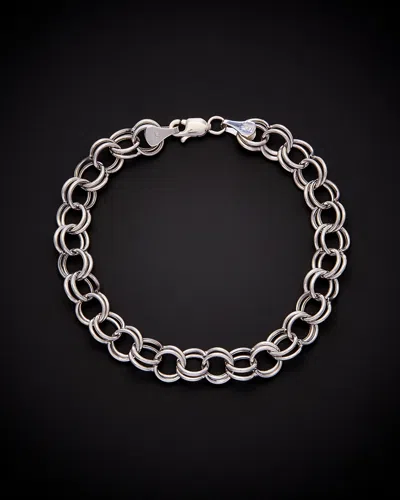 ITALIAN GOLD 14K ITALIAN GOLD CLASSIC LITE ROUND DOUBLE LINK CHARM BRACELET