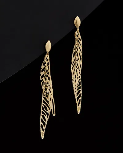 ITALIAN GOLD 14K ITALIAN GOLD CUT DOUBLE LEAF DROP EARRINGS