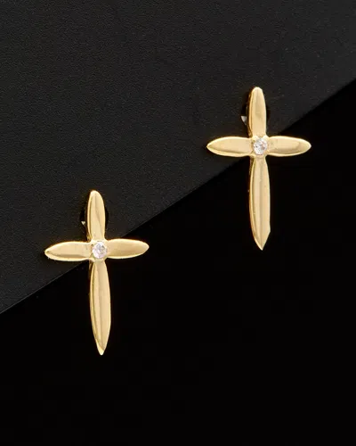ITALIAN GOLD 14K ITALIAN GOLD CZ CROSS STUDS