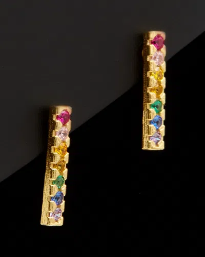 ITALIAN GOLD 14K ITALIAN GOLD CZ RAINBOW BAR STUDS