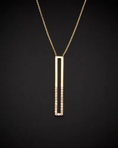 ITALIAN GOLD 14K ITALIAN GOLD CZ VERTICAL BAR NECKLACE