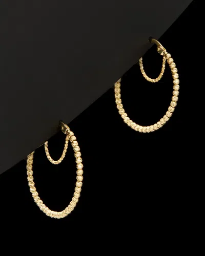 ITALIAN GOLD 14K ITALIAN GOLD DIAMOND-CUT BEAD HOOPS