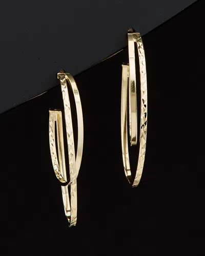 ITALIAN GOLD 14K ITALIAN GOLD DIAMOND CUT GRADUATED OVAL DOUBLE OPEN HOOPS