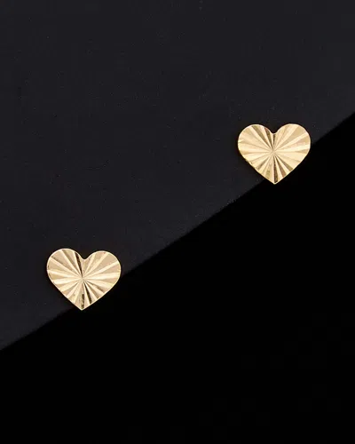 ITALIAN GOLD 14K ITALIAN GOLD DIAMOND CUT HEART STUDS