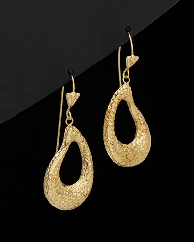 ITALIAN GOLD 14K ITALIAN GOLD DIAMOND CUT TEARDROP DANGLE EARRINGS