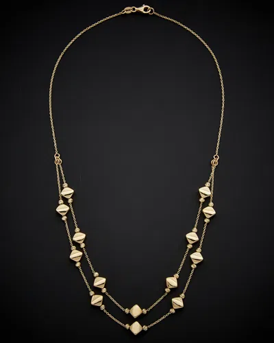 ITALIAN GOLD 14K ITALIAN GOLD DIAMOND SHAPE BEAD LAYER NECKLACE