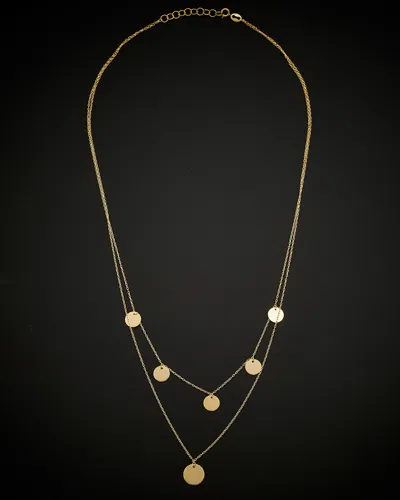 ITALIAN GOLD 14K ITALIAN GOLD DISC STATION ADJUSTABLE LAYERED NECKLACE
