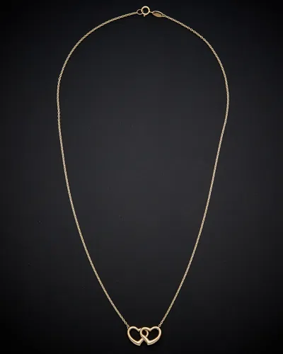 ITALIAN GOLD 14K ITALIAN GOLD DOUBLE HEART NECKLACE