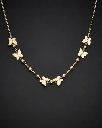 ITALIAN GOLD 14K ITALIAN GOLD EXTENDER BEADED BUTTERFLY NECKLACE