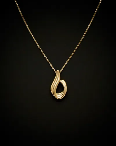 ITALIAN GOLD 14K ITALIAN GOLD FANCY SWOOP PENDANT ADJUSTABLE NECKLACE