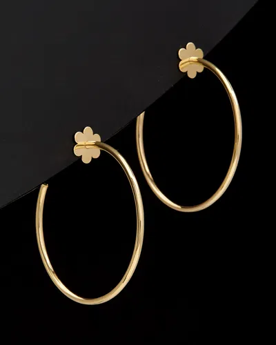 ITALIAN GOLD 14K ITALIAN GOLD FLOWER OPEN HOOPS