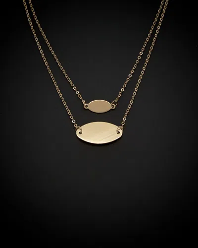 ITALIAN GOLD 14K ITALIAN GOLD GRADUATED OVAL DISC LAYERED NECKLACE