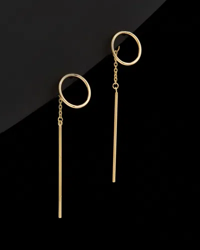ITALIAN GOLD 14K ITALIAN GOLD HOOP & BAR FRONT-BACK DANGLE EARRINGS