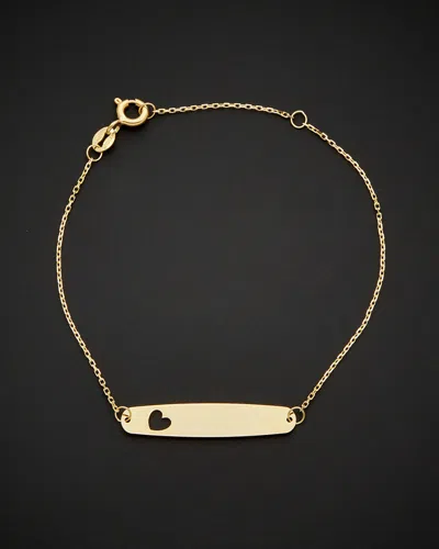 ITALIAN GOLD 14K ITALIAN GOLD ID WITH HEART ADJUSTABLE LENGTH BRACELET
