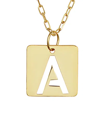 ITALIAN GOLD 14K ITALIAN GOLD INITIAL SQUARE TILE PENDANT NECKLACE (A-Z)
