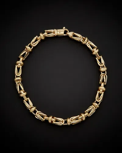 ITALIAN GOLD 14K ITALIAN GOLD MEN'S FANCY SQUARE BYZANTINE BRACELET