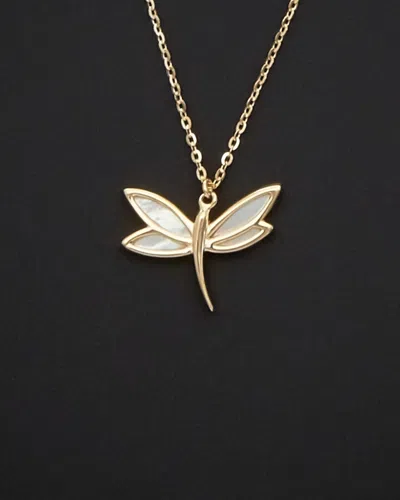 ITALIAN GOLD 14K ITALIAN GOLD MOTHER-OF-PEARL DRAGONFLY NECKLACE