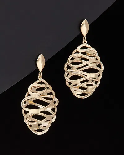 ITALIAN GOLD 14K ITALIAN GOLD OVAL FANCY SWIRL DROP EARRINGS