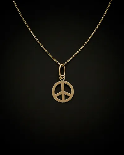 ITALIAN GOLD 14K ITALIAN GOLD PEACE SIGN ADJUSTABLE NECKLACE